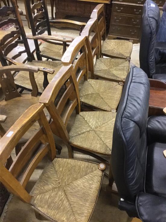 6 rush seated chairs